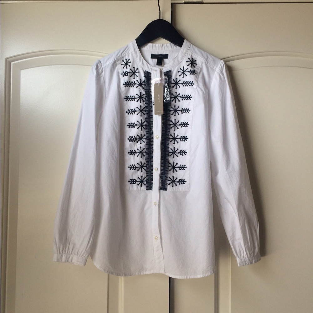 J. Crew Embellished button-up white poplin - Picture 4 of 5